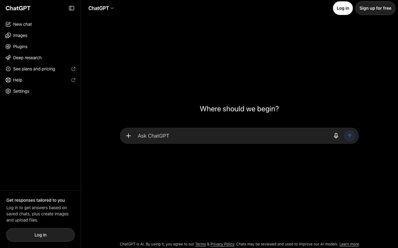 ChatGPT front page