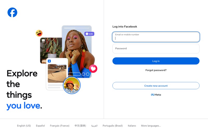 Facebook front page