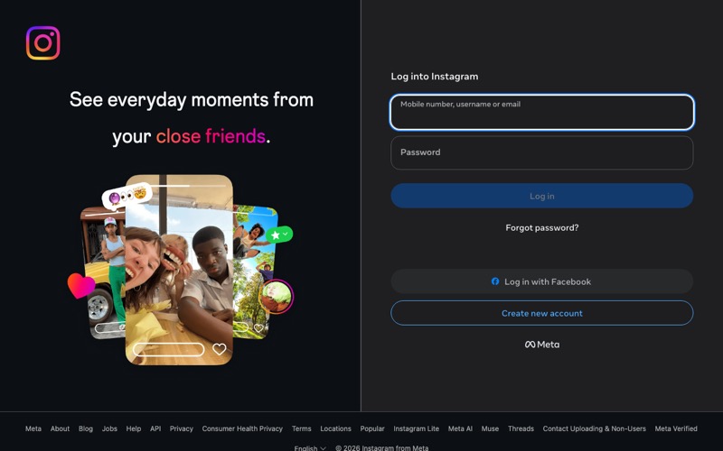 Instagram front page